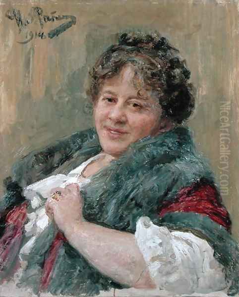 Portrait of Tatiana Olga Shchepkina-Kupernik (1874-1952) 1914 Oil Painting by Ilya Efimovich Efimovich Repin