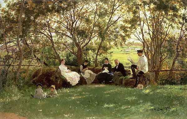 The Turf Bench, 1876 Oil Painting by Ilya Efimovich Efimovich Repin