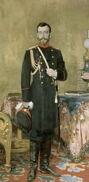 Portrait of Emperor Nicholas II (1868-1918) 1895 Oil Painting by Ilya Efimovich Efimovich Repin