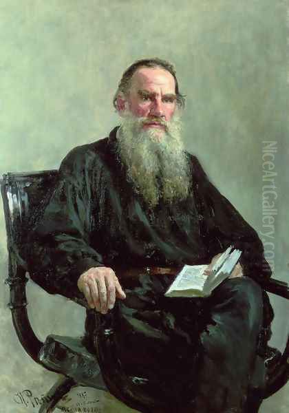 Portrait of Lev Tolstoy Oil Painting by Ilya Efimovich Efimovich Repin