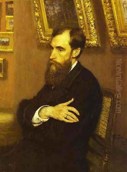 Portrait of Pavel Tretyakov (1832-98) the founder of the State Tretyakov Museum, 1883 Oil Painting by Ilya Efimovich Efimovich Repin