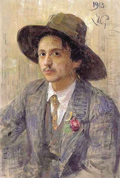 Portrait of the painter Isaak Izrailevich Brodsky Oil Painting by Ilya Efimovich Efimovich Repin