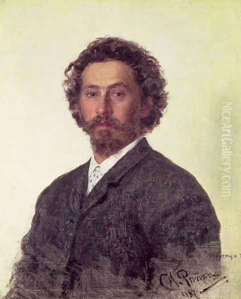 Self Portrait, 1887 Oil Painting by Ilya Efimovich Efimovich Repin