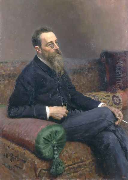 Portrait of Composer Nikolai Andreyevich Rimsky-Korsakov Oil Painting by Ilya Efimovich Efimovich Repin