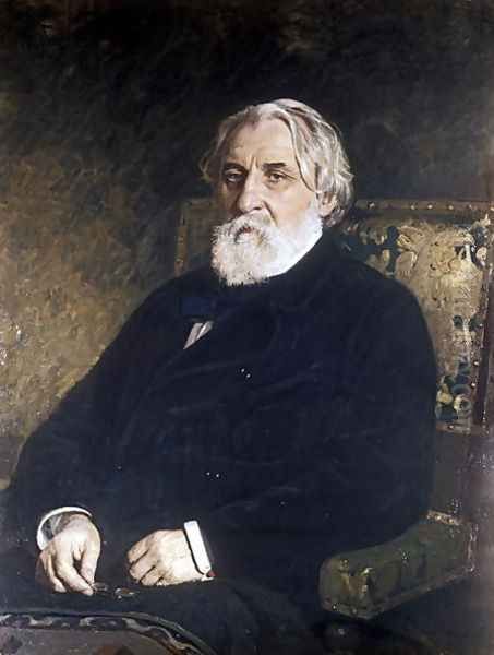 Portrait of Ivan Sergeevich Turgenev (1818-83) Oil Painting by Ilya Efimovich Efimovich Repin