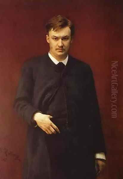 Portrait of the composer Alexander Konstantinovich Glazunov (1865-1936) 1887 Oil Painting by Ilya Efimovich Efimovich Repin