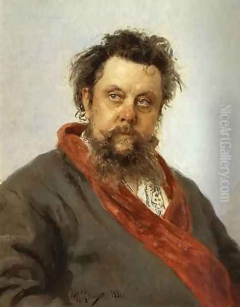 Portrait of the Composer Modest Musorgsky Oil Painting by Ilya Efimovich Efimovich Repin