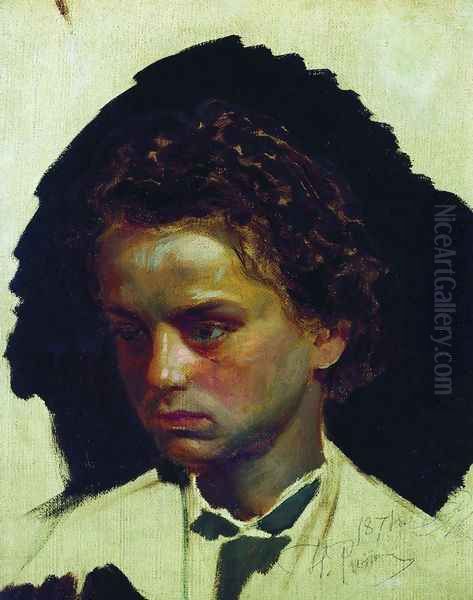 Youth portrait of sculptor Ilya Yakovlevich Ginzburg Oil Painting by Ilya Efimovich Efimovich Repin