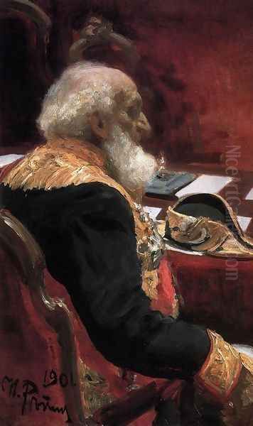 Portrait of geographer, statistician, honorary member of the Academy of Sciences and Academy of Arts and member of Oil Painting by Ilya Efimovich Efimovich Repin