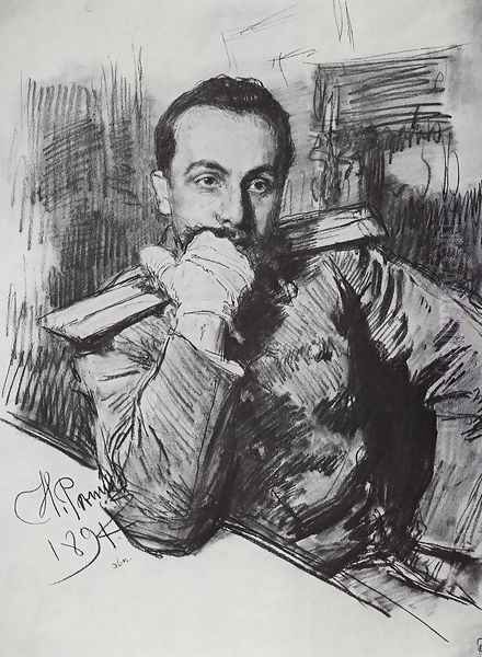 Portrait of writer Alexander Zhirkevich 1894 Oil Painting by Ilya Efimovich Efimovich Repin