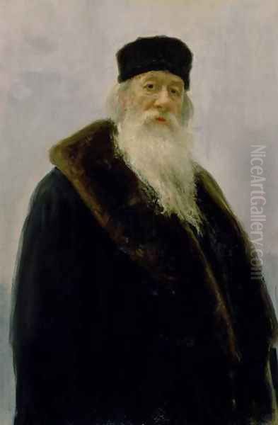 Portrait of Vladimir Vasil'evich Stasov (1824-1906) 1900 Oil Painting by Ilya Efimovich Efimovich Repin