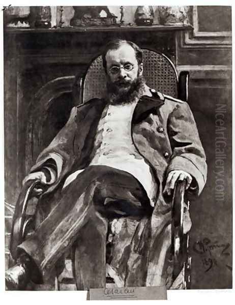 Portrait of Cesar Cui (1835-1918) 1890 Oil Painting by Ilya Efimovich Efimovich Repin