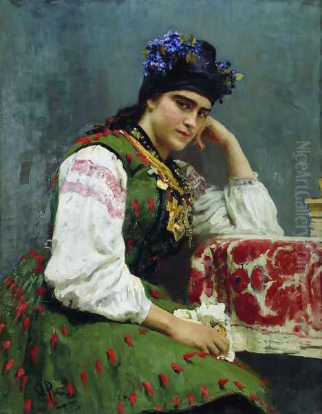 Portrait of Sophia Mikhailovna Dragomirova, general Mikhail Ivanovich Dragomirov's daughter Oil Painting by Ilya Efimovich Efimovich Repin