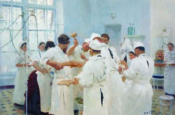 The Surgeon Evgueni Vasilievich Pavlov in the Operating Theater Oil Painting by Ilya Efimovich Efimovich Repin