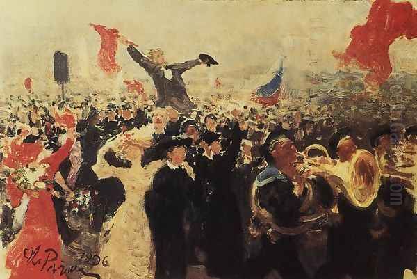 Demonstration on October 17, 1905 2 Oil Painting by Ilya Efimovich Efimovich Repin