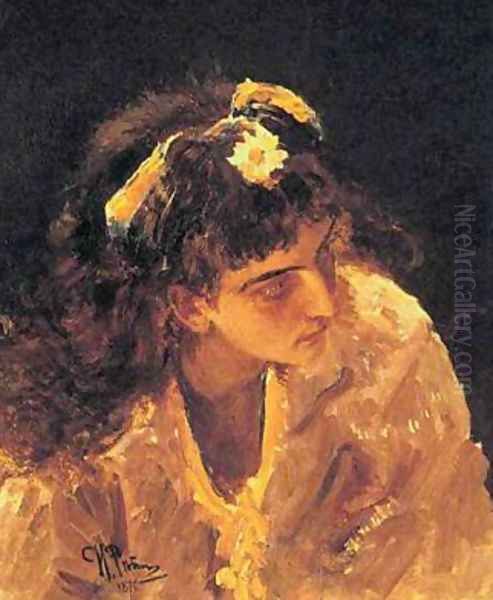 Female Head Etude for Picture Oil Painting by Ilya Efimovich Efimovich Repin