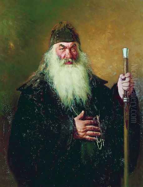 Portrait of an archdeacon Oil Painting by Ilya Efimovich Efimovich Repin