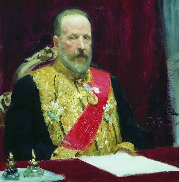 Portrait of Finance Minister and member of State Council Sergei Yulyevich Witte Oil Painting by Ilya Efimovich Efimovich Repin