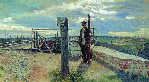 Railway guard. Khotkovo (Moscow Oblast) by Ilya Efimovich Efimovich Repin