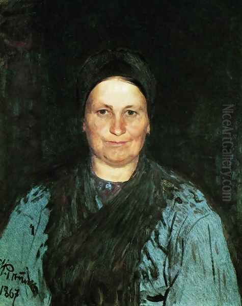 Portrait of Tatyana Stepanovna Repina, the artist's mother Oil Painting by Ilya Efimovich Efimovich Repin