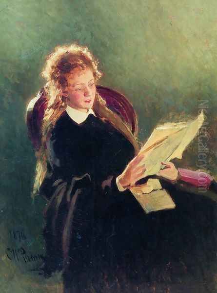 Reading girl Oil Painting by Ilya Efimovich Efimovich Repin