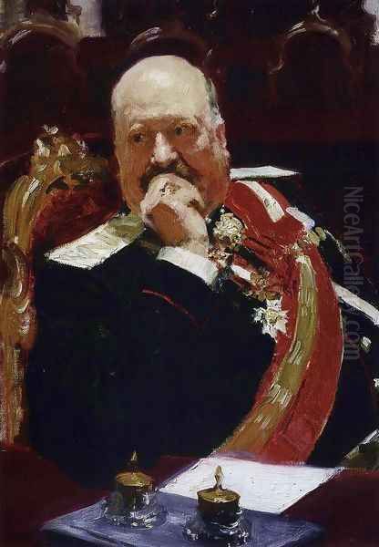 Portrait of Vice Minister of the Interior, cavalry general and member of State Council, Count Aleksey Pavlovich Ign Oil Painting by Ilya Efimovich Efimovich Repin