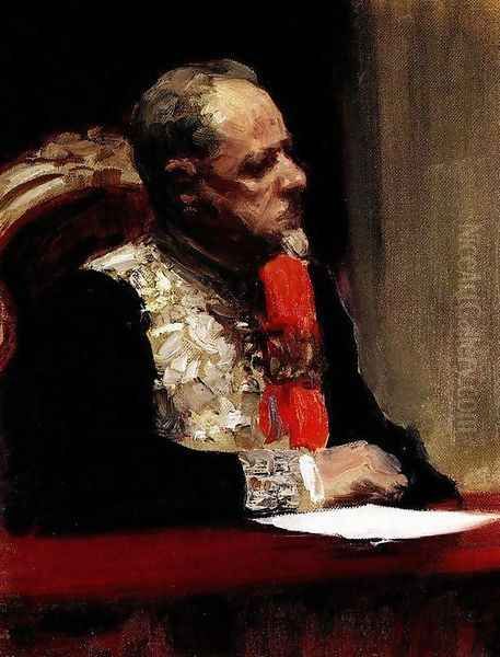 Portrait of Minister of Ways of Communication and member of State Council, Prince Mikhail Ivanovich Khilkov Oil Painting by Ilya Efimovich Efimovich Repin