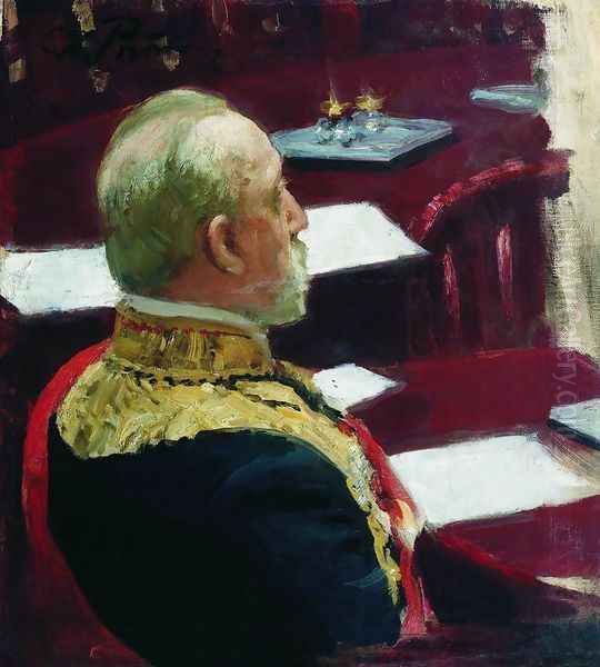 Portrait of Secretary of State, general and member of State Council Mikhail Nikolayevich Galkin-Vraskoi Oil Painting by Ilya Efimovich Efimovich Repin