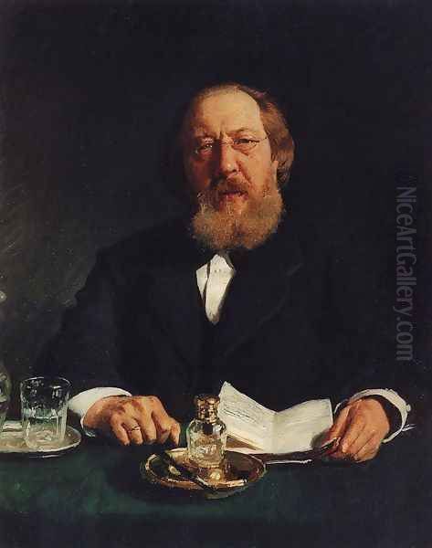 Portrait of poet and slavophile Ivan Sergeyevich Aksakov Oil Painting by Ilya Efimovich Efimovich Repin