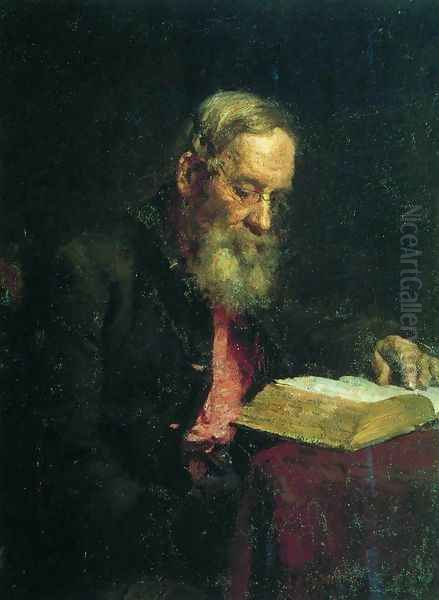 Portrait of Yefim Vasilyevich Repin, the artist's father Oil Painting by Ilya Efimovich Efimovich Repin