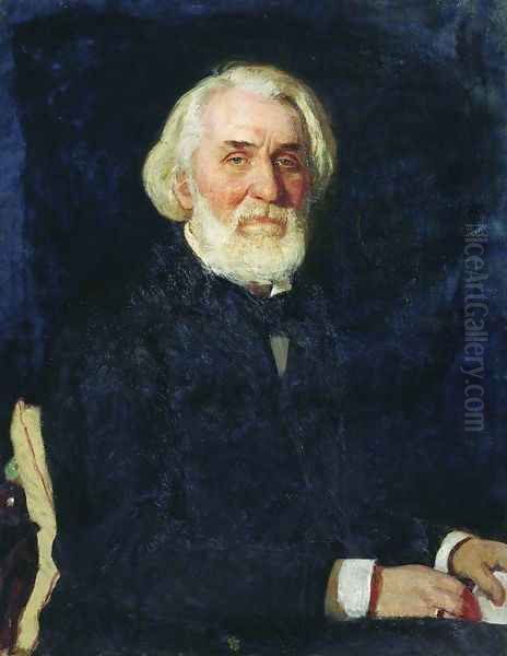 Portrait of writer Ivan Sergeyevich Turgenev Oil Painting by Ilya Efimovich Efimovich Repin