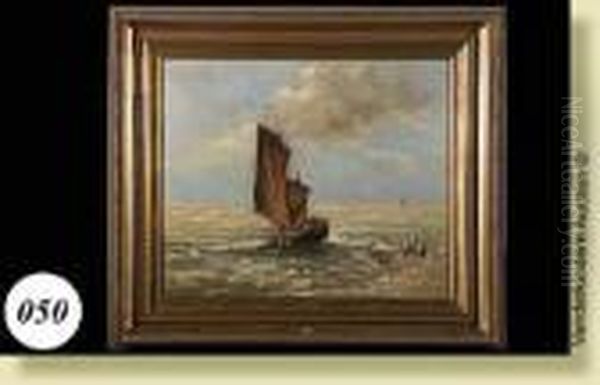 Le Depart Du Bateau De Peche Oil Painting by Gerhard Arij Ludwig Morgenstje Munthe