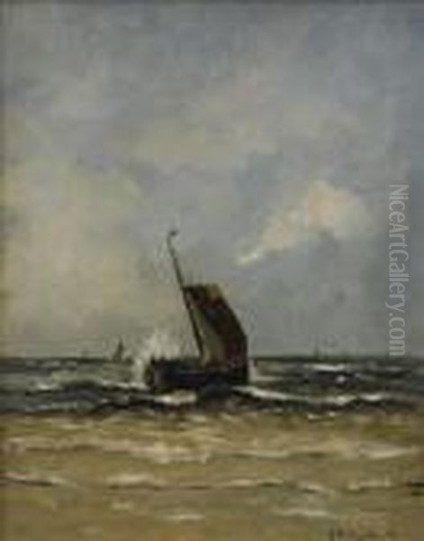 Fiskebat Till Havs Oil Painting by Gerhard Arij Ludwig Morgenstje Munthe