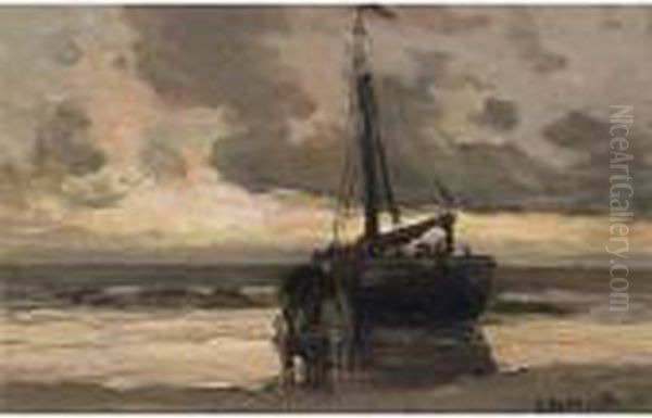 A Bomschuit At Dusk Oil Painting by Gerhard Arij Ludwig Morgenstje Munthe