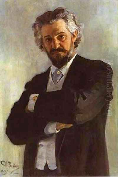 Portrait Of The Chello Player Alexander Verzhbilovich 1895 Oil Painting by Ilya Efimovich Efimovich Repin