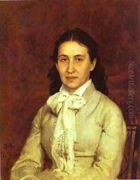 Portrait Of E Mamontova 1874-1879 Oil Painting by Ilya Efimovich Efimovich Repin