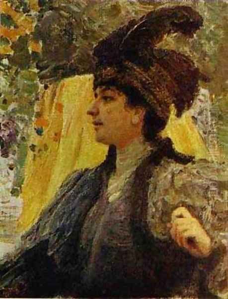 Portrait Of V V Verevkina 1916 Oil Painting by Ilya Efimovich Efimovich Repin