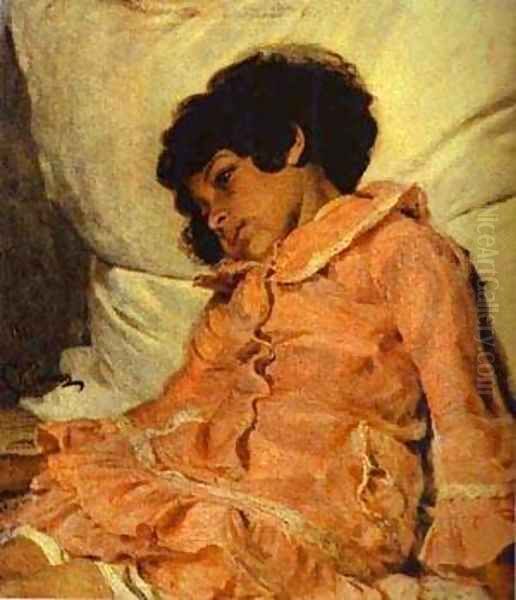 Portrait Of Nadya Repina The Artists Daughter 1881 Oil Painting by Ilya Efimovich Efimovich Repin