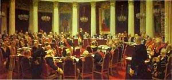 Ceremonial Meeting Of The State Council 1903 Oil Painting by Ilya Efimovich Efimovich Repin