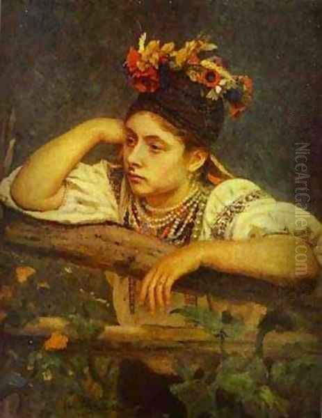 Ukranian Girl 1875 Oil Painting by Ilya Efimovich Efimovich Repin