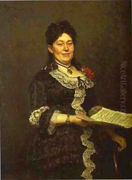 Portrait Of The Singer Alexandra Molas 1883 Oil Painting by Ilya Efimovich Efimovich Repin