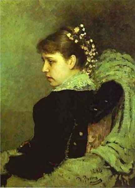 Portrait Of T A Mamontova 1882 Oil Painting by Ilya Efimovich Efimovich Repin