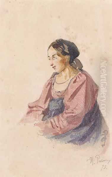 Portrait of an Italian Peasant Woman Oil Painting by Ilya Efimovich Efimovich Repin