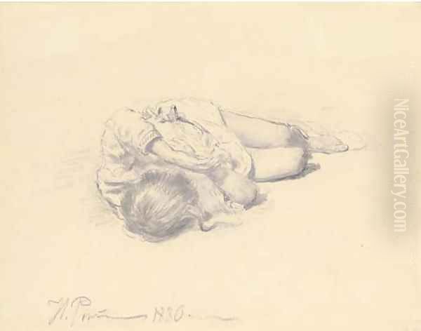 Study of a sleeping child Oil Painting by Ilya Efimovich Efimovich Repin