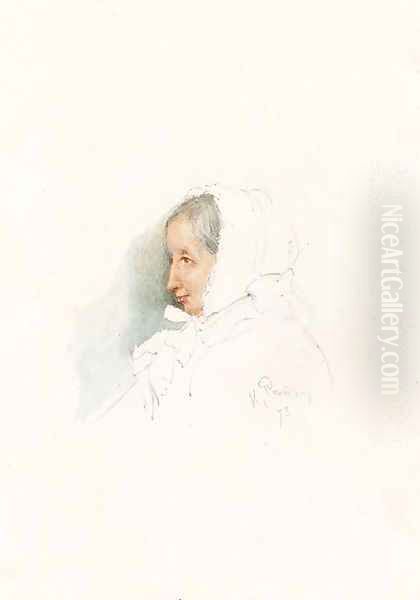 Portrait of an elderly Lady Oil Painting by Ilya Efimovich Efimovich Repin