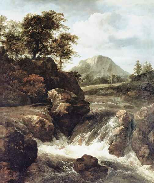 A Waterfall Oil Painting by Jacob Van Ruisdael