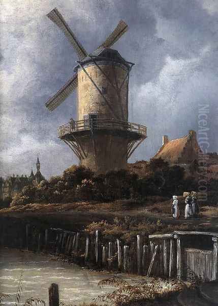 The Windmill at Wijk bij Duurstede (detail) c. 1670 Oil Painting by Jacob Van Ruisdael