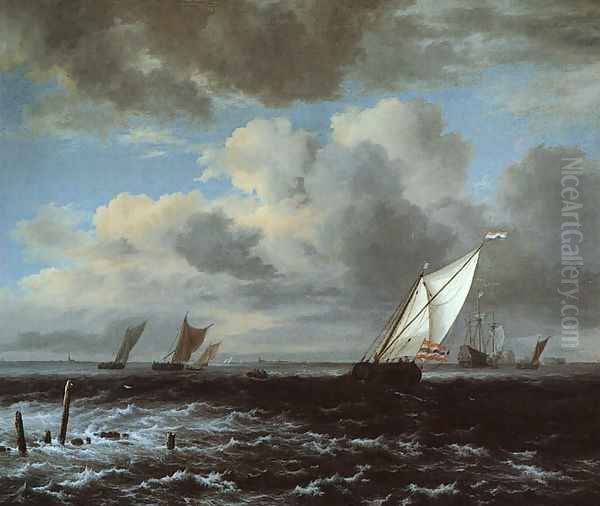 Rough Sea 1670 Oil Painting by Jacob Van Ruisdael