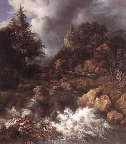 Waterfall in a Mountainous Northern Landscape 1665 Oil Painting by Jacob Van Ruisdael