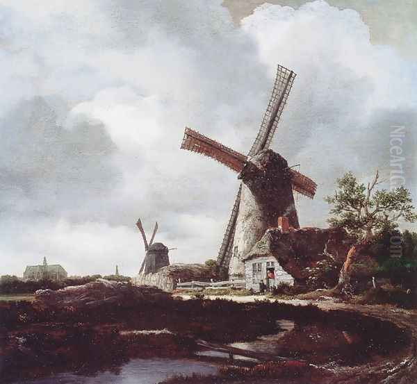 Landscape With Windmills Near Haarlem Oil Painting by Jacob Van Ruisdael